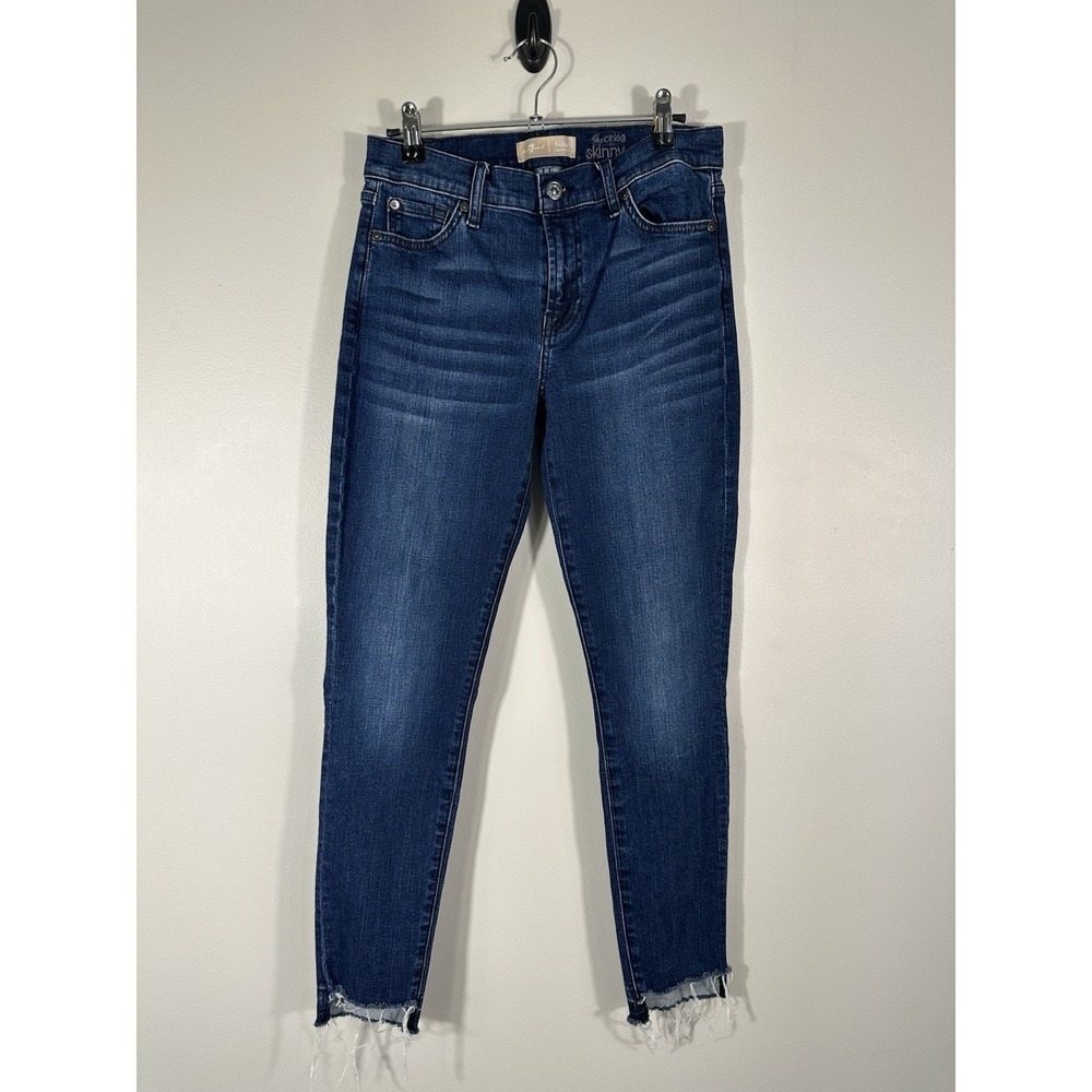 7 For All Mankind Jeans Womens 28 Blue‎ Ankle Skinny B(air) Stretch Step Hem